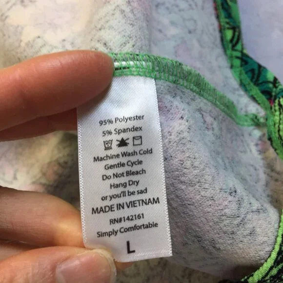 LuLaRoe Amelia Fit & Flare Dress Size L Womans Green Floral Short Sleeve Pleated - Picture 8 of 13